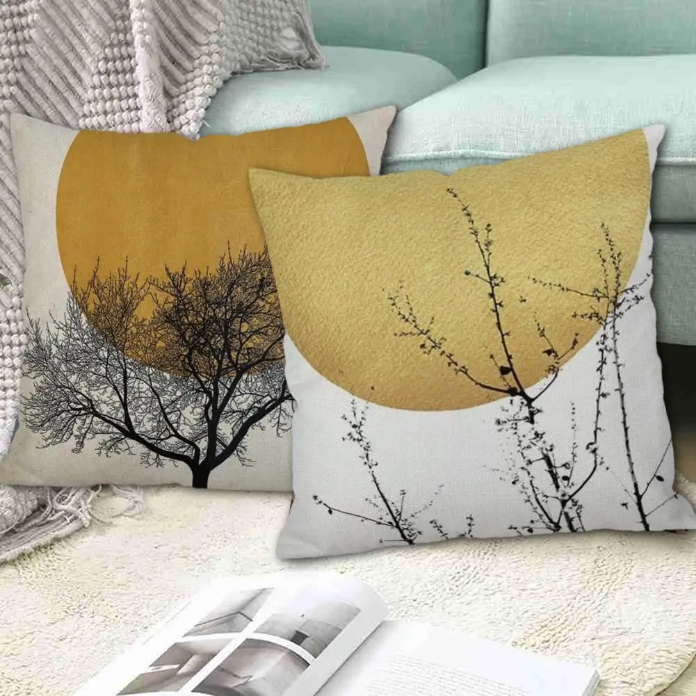 

Linen Plant Landscape Linen Pillowcase Sofa Home Office Pillowcase Cushion Home Decoration Seat Cover Decor Bedroom Square N2A7