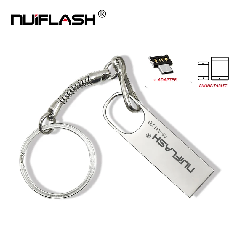 Nuiflash USB флеш накопитель 2 0 32 Гб серебристый/серый металлический диск 64 карта