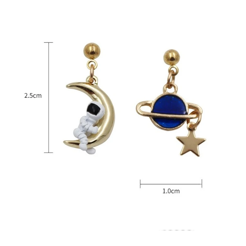 

Creative Cute Design Universe Planet Star Astronaut Tassel Drop Earrings for Women Girls Hollow Circle Crystal Pendant Jewelry