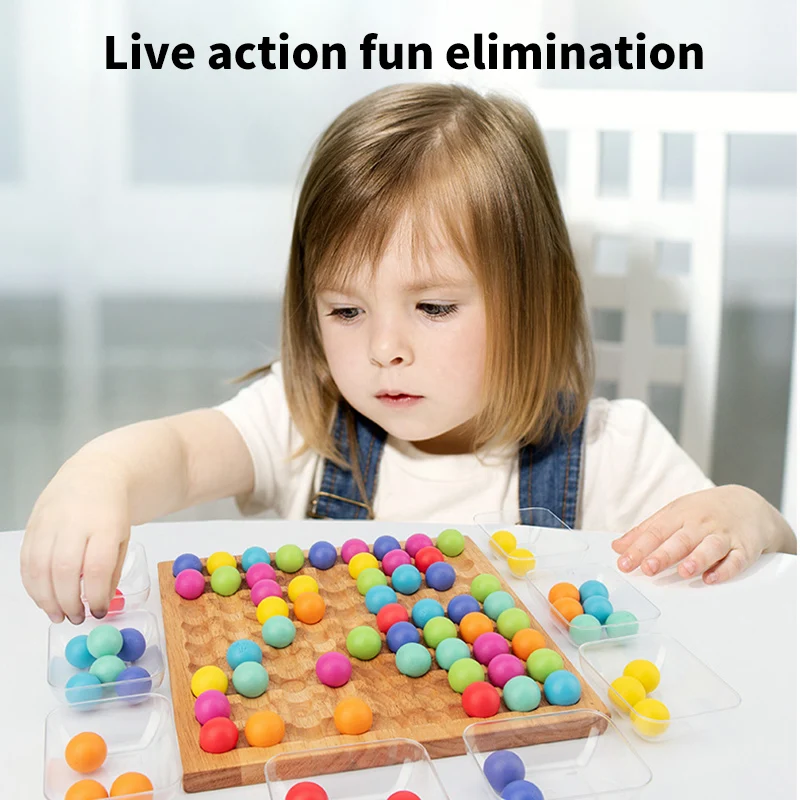 

Wooden Go Games Set Dots Beads Board Games Toy Rainbow Eliminate Beads Puzzle Children's Early Education Board Games