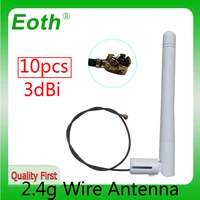 eoth 10pcs 2 4ghz 3dbi wifi omni antenna aerial with ipxu fl cable female ra connector booster wireless module mini pci card