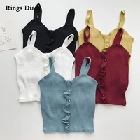 rings diary women crop tops button up camisoles female solid streets crop tank top ladies camis with straps crop tops women