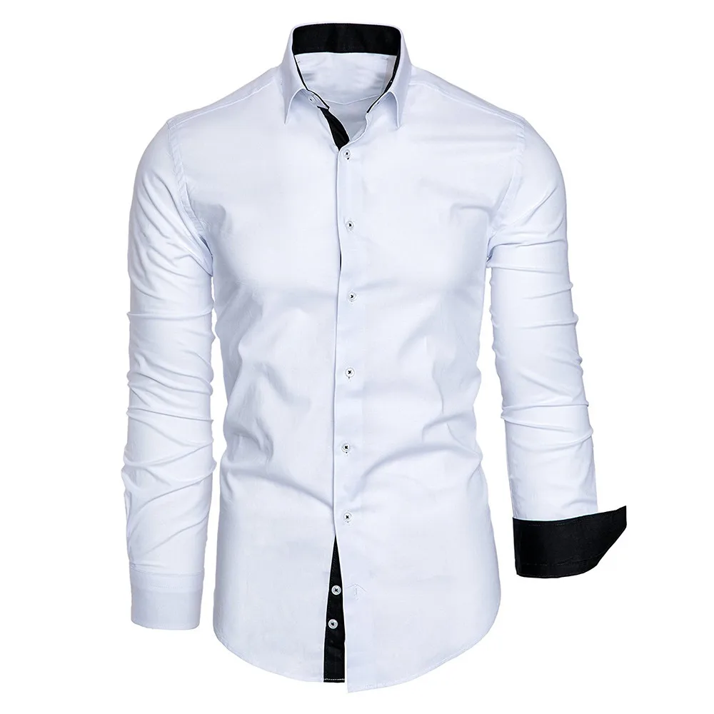 Мужская Повседневная Формальная рубашка однотонная приталенная Классическая с