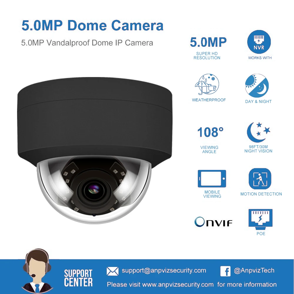 Совместимость Hikvision 5MP IP POE камера наружная/Внутренняя H.265 купольная CCTV сетевая камера широкий угол 2,8 мм 30 м ИК ONVIF