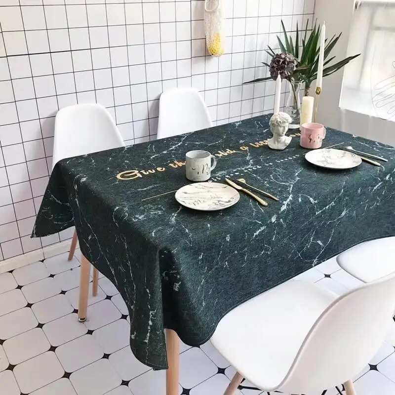 Современная мраморная скатерть LeRadore 100% льняная для обеденного стола покрытие