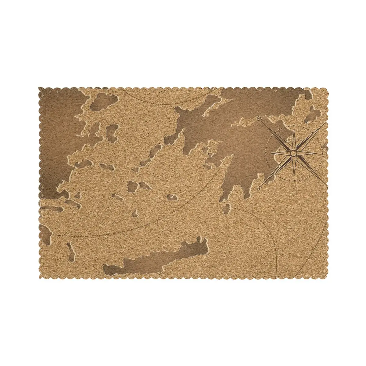 

6 PCS Placemat Vintage Cork Map Fabric Table Mats Tableware Kitchen Tool Table Mats