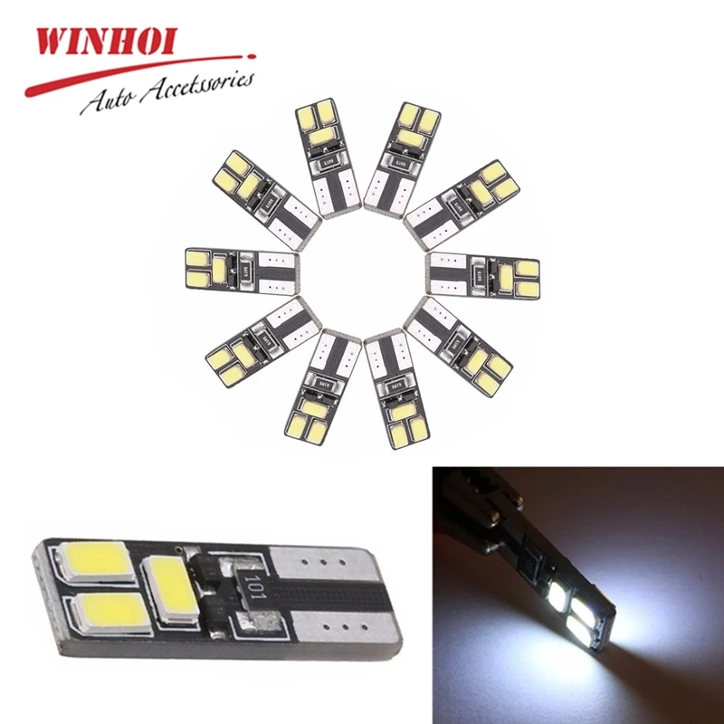 10 шт. T10 Led W5W Canbus 5630 6smd безотказный Универсальный Автомобильный габаритный фонарь