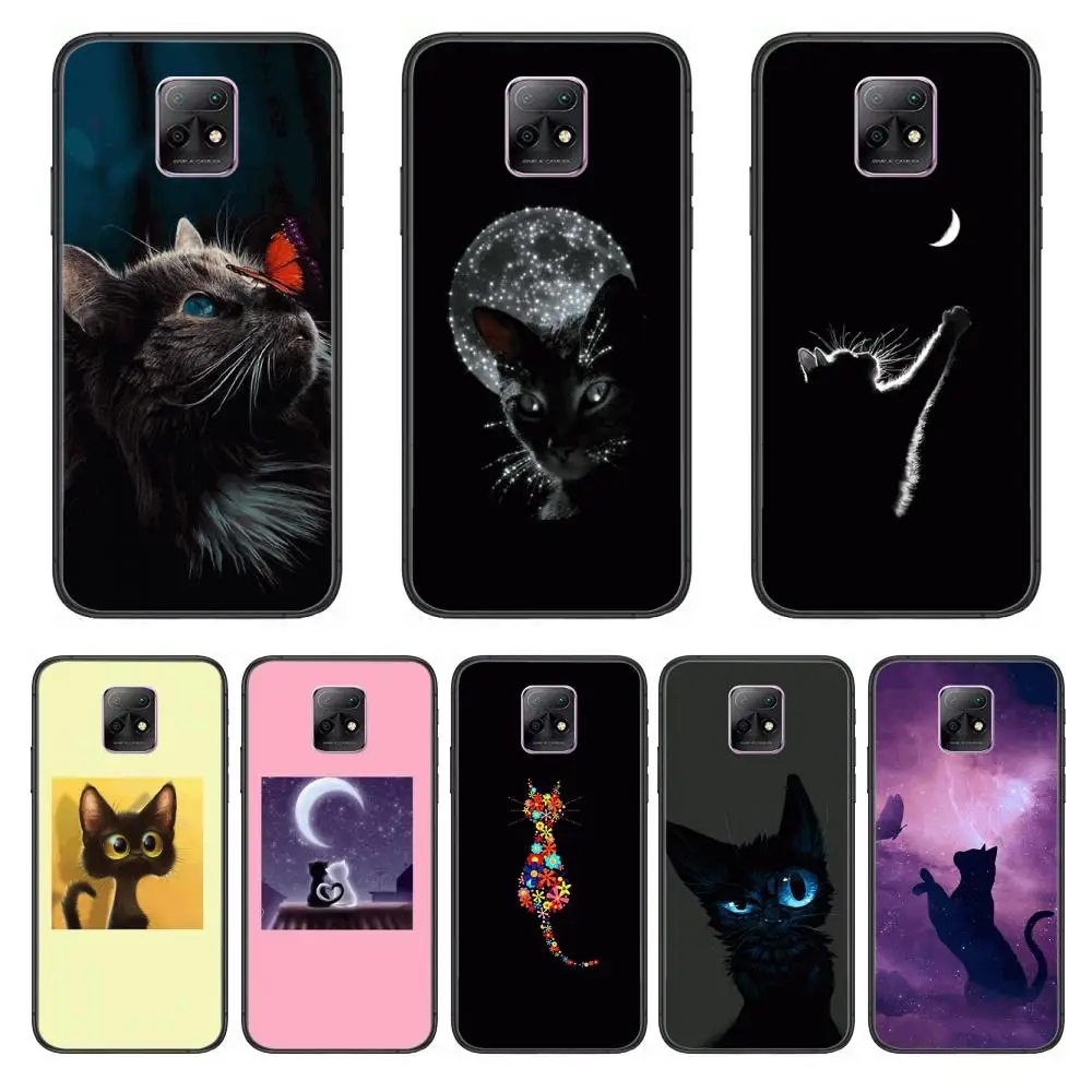 

Cartoon Cat moon Phone Case For XiaoMi Redmi 10X 9 8 7 6 5 A Pro S2 K20 T 5G Y1 Anime Black Cover Silicone Back Pretty