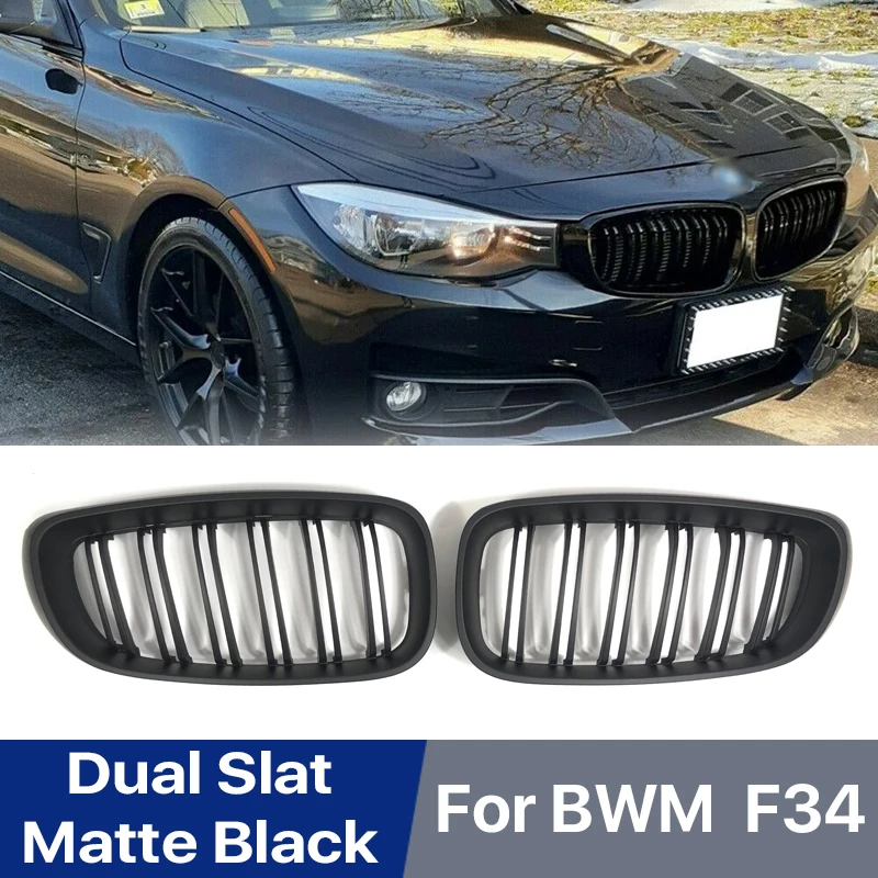 

Front Bumper Kindey Grille Matte Black Grill For BMW 3-Series M3 Gt F34 2013-2020 320I 328I 335I Xdrive Double Slat Sport Grille