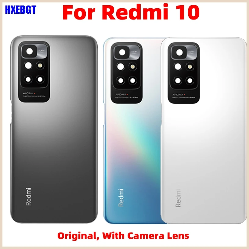 

Оригинальный Новый чехол для Xiaomi Redmi 10 , 10 Prime задняя крышка корпуса задняя крышка батарейного отсека + стеклянные Запчасти для объектива кам...