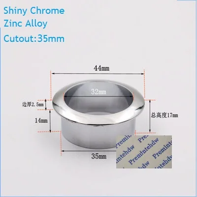 Zinc Chrome 35mm 4 шт./лот Матовый Черный Хром Цинк пластиковый настольный втулка фланец кабельный выход аккуратная Заглушка с отверстием для проводов щетка управления - Цвет: Zinc Chrome 35mm