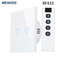 touch light switch rf433 wireless remote control euuk standard 123gang crystal tempered glass panel interrupter sensor switch