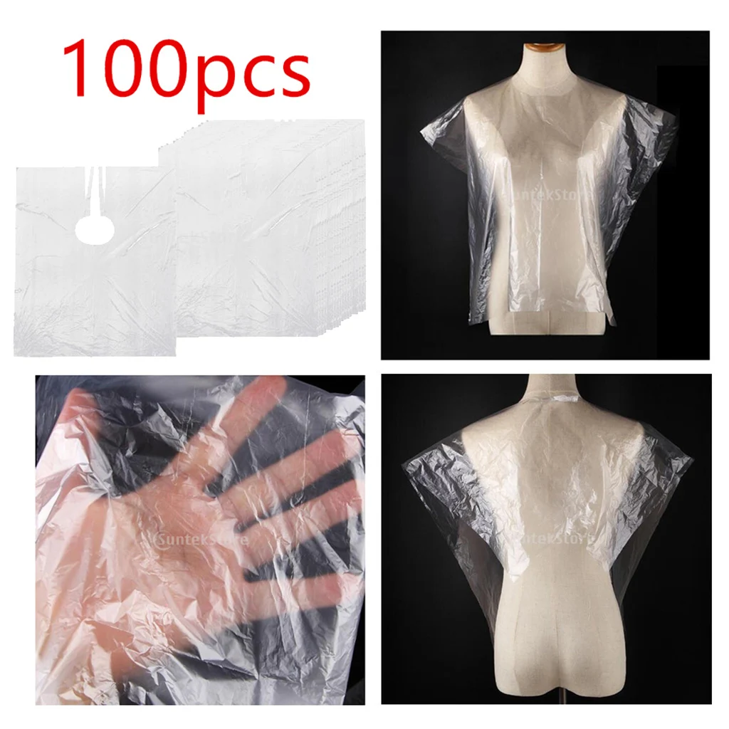 50/100pcs Disposable Hairdressing Capes Hair Cutting Capes Gowns Barber Aprons Transparent Hairdresser Cloth 64x84cm
