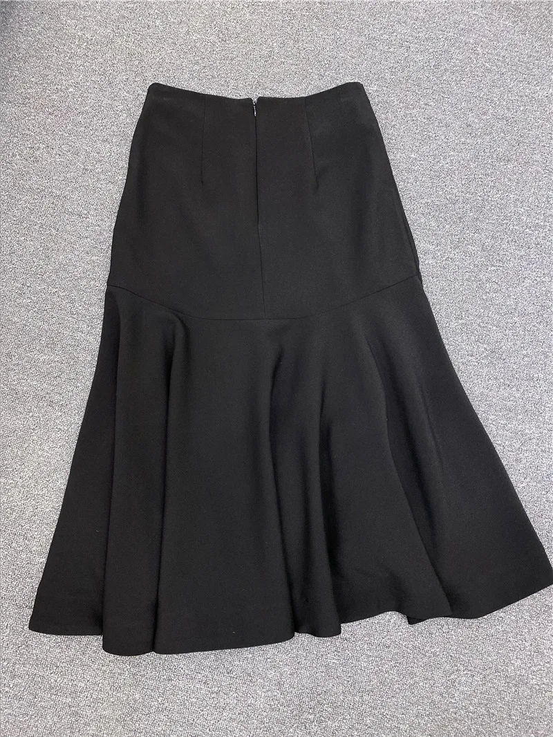 

Women Trumpet Midi Skirt Lady High Waist Slim Ruffles Long Skirts Clothes 2021 New Early Spring