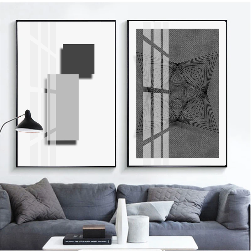 Скандинавский постер черно-белая абстрактная Геометрическая Печать на холсте