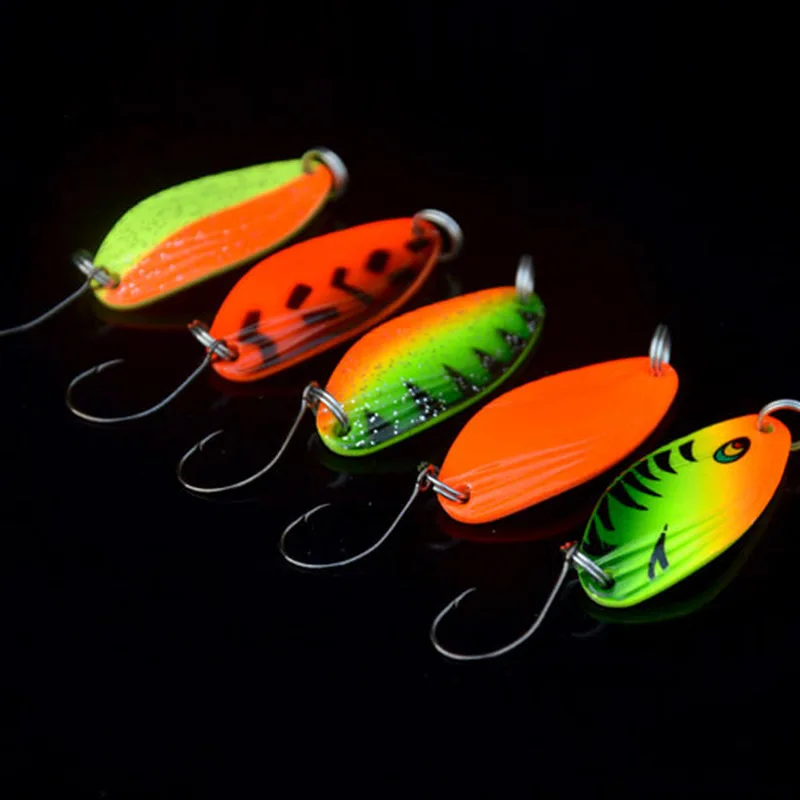 

5PCS 4.5g Fishing Metal Shone Spoon Baits Metal Spinner Lure Trout Spoon Mini Bait Wobbler Artificial Spoon