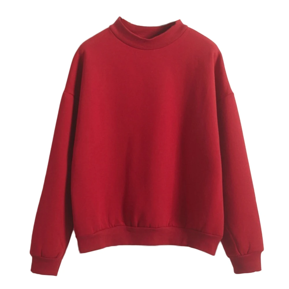 Women Pullovers Hoodies Autumn Winter Casual Solid Color Crew Neck Long Sleeve Sweatshirt Pullover Ladies Loose Tops Plus Size