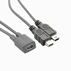 Мини-USB 5Pin мама-Mini usb 5pin папа + мини-USB папа Y-сплиттер 1 в 2 конвертер зарядный кабель 30 см
