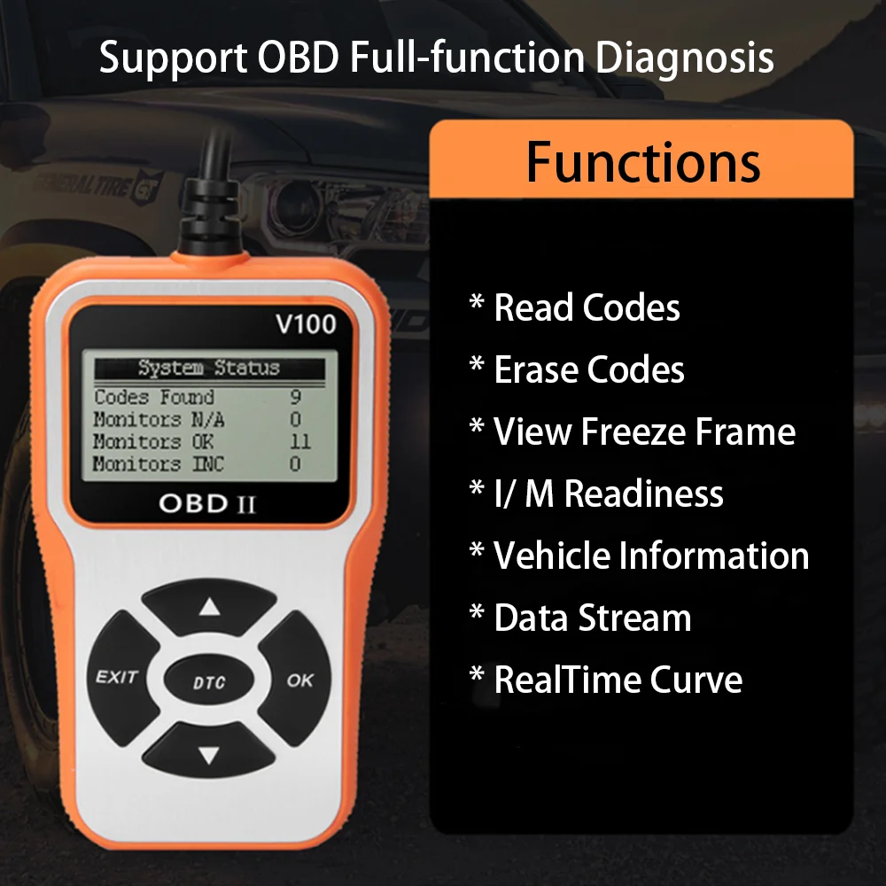 Автомобильный сканер OBD2 автомобильный диагностический инструмент V100 считывание