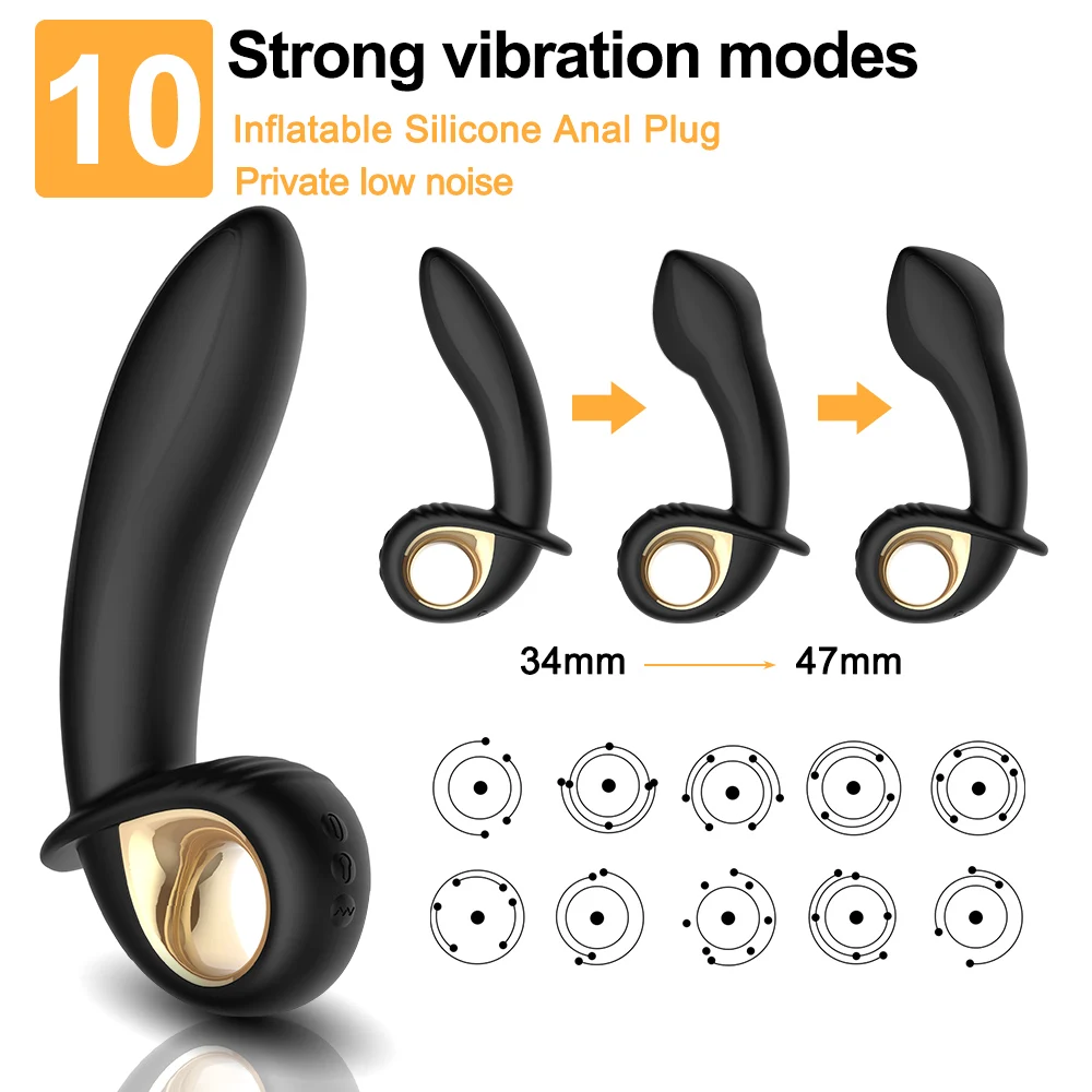 Надувной анальный вибратор фаллоимитатор Анальная пробка массажер простаты