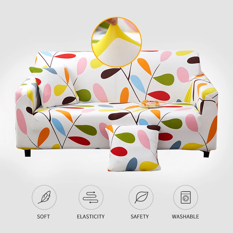 

Floral Printed Stretch Sofa Cover for Living Room Elastic Slipcover Chaise Longue Protector 1 2 3 4 Seater 1 Pcs