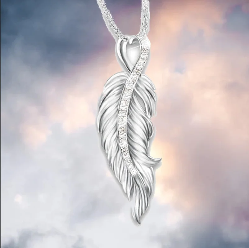 

Fashion Exquisite Creative Feather Shape Ladies Birthday Gift Pendant Necklace Anniversary Party Party Jewelry Wholesale