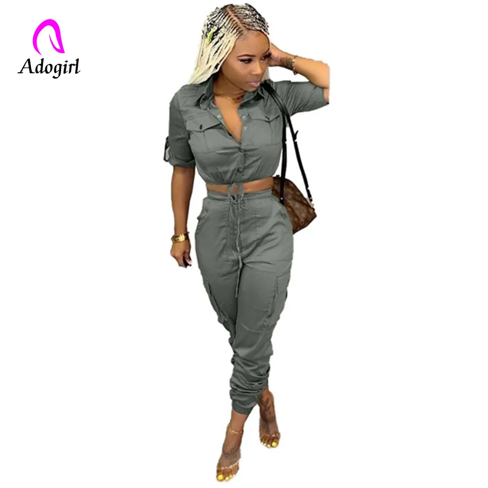 Спортивный костюм Adogirl армейского зеленого цвета Осенний женский топ с коротким