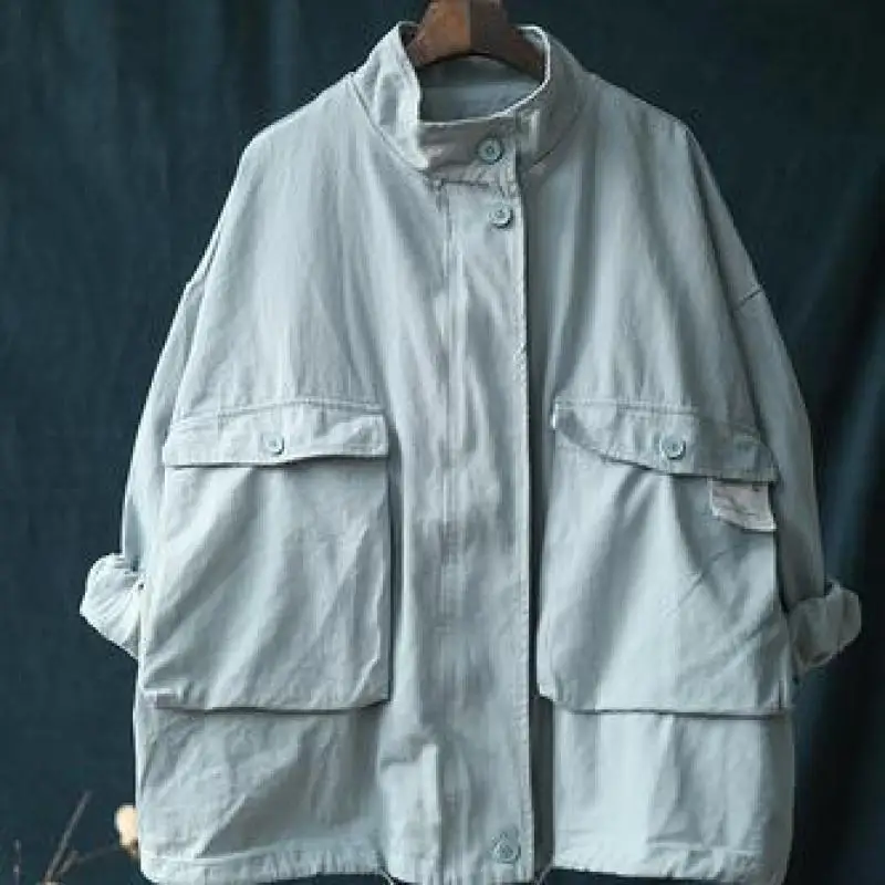 Новинка 2019 осенняя Повседневная Женская ветровка на молнии с большими карманами