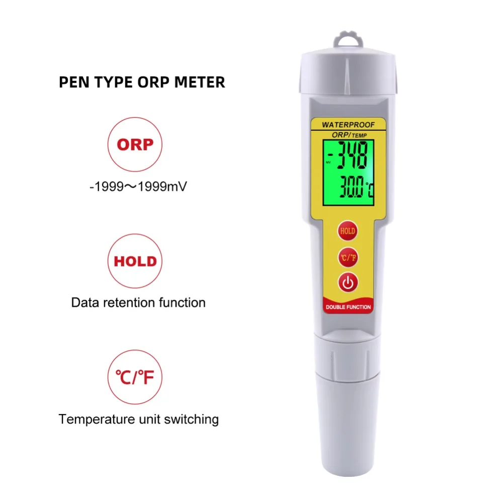 Портативный ORP-619 redox потенциальная тестовая ручка цифровое измерение ORP и температура двойной индикатор ОВП-1999mv~ 1999mv