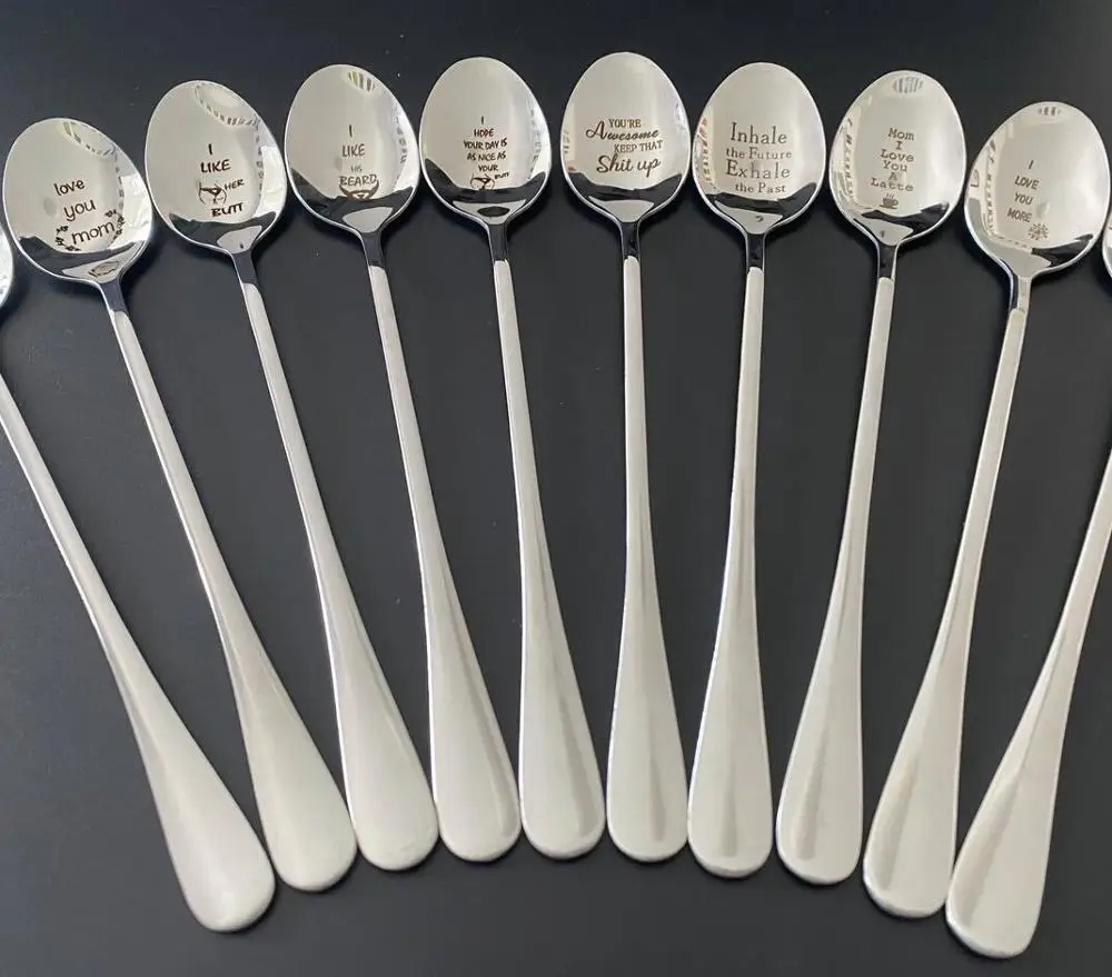 Ложки из нержавеющей стали персонализированные гравировальные столовые приборы