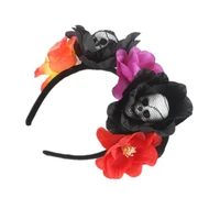 INS new black simulation flower head buckle foam skull headgear Halloween dead ghost festival party headband
