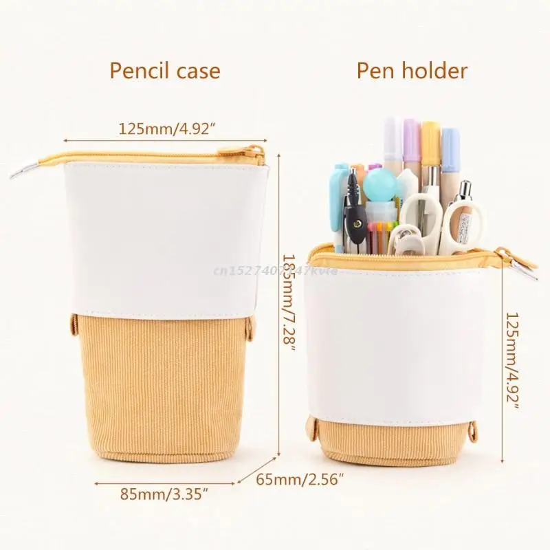 

Student Pencil Case Telescopic Pen Holder Standing Stationery Bag Pouch Multicolor Organizer Makeup Container with Zip