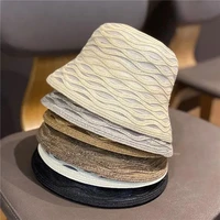 2021 new mixed color straw pp breathable net womens retro basin hat panama fishermans hat sun protection beach fashion straw