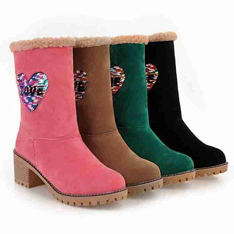 Женские ботильоны на толстом меху LASPERAL зимние ботинки резиновой платформе и