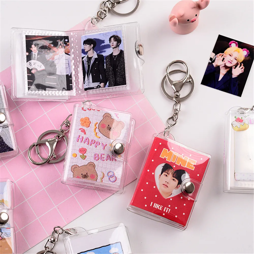 

20 Pockets Photo Albums 2 Inch Photos Holder for Mini Photos Cards Portable Key Chain Key Ring Paper Receipt Holder Stationery