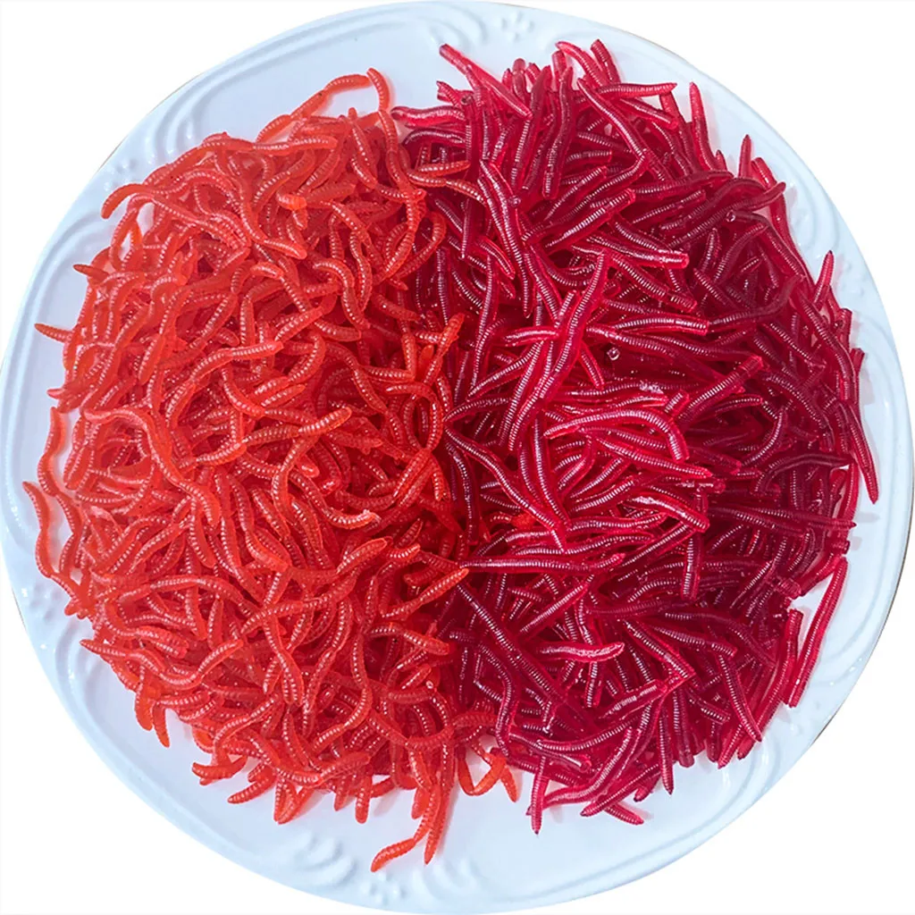 

100pc/lot Lifelike Red Worm Isca Soft Fishy Smell Earthworm Silicone Bait Shrimp Additive Carp Fishing Lure Tackle#30