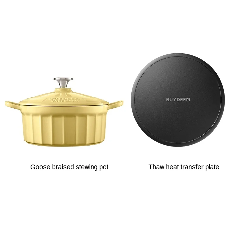 

Enamel Pot Cast Iron Soup Household Stew Thermal Casserole Multi-Function Wok Flat Pot Set Induction Cooker Steamer