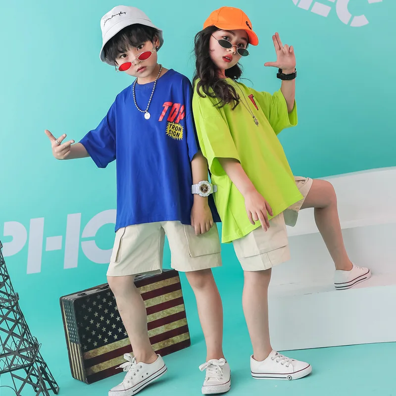 Женский джазовый костюм в стиле хип-хоп для девочек и мальчиков футболка брюки