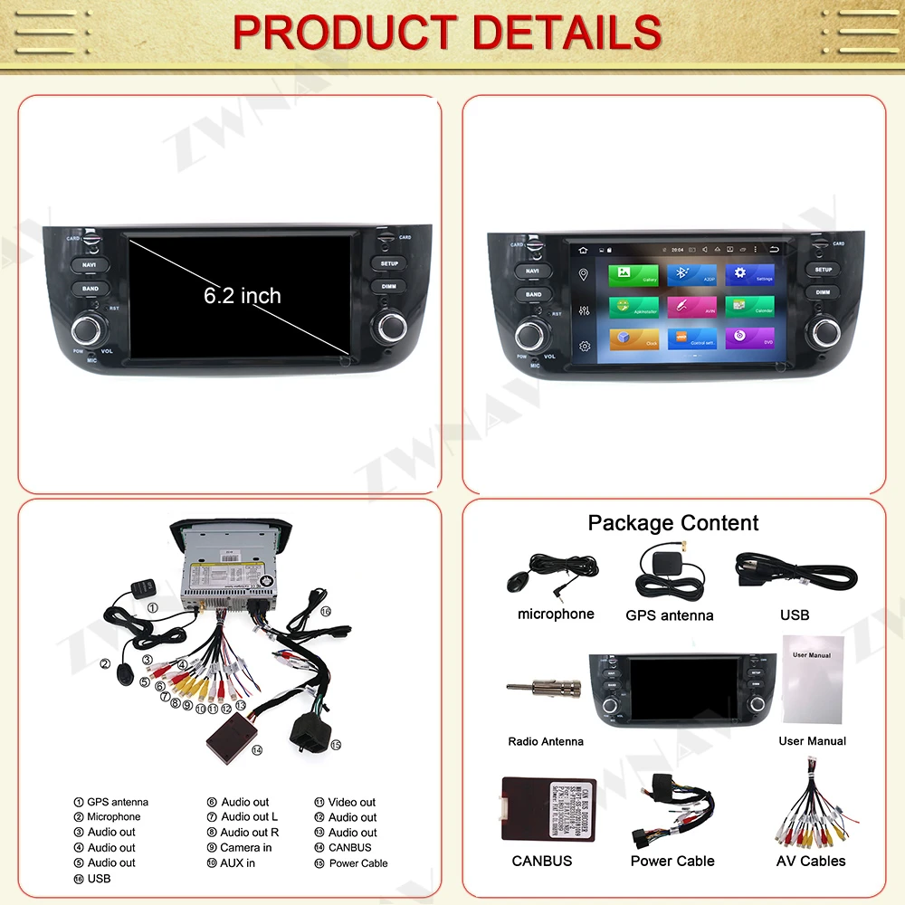 Android 10 4G Автомобильный DVD стерео головное устройство для Fiat Punto 2008 2009 2010 2011 2012 2013 2014