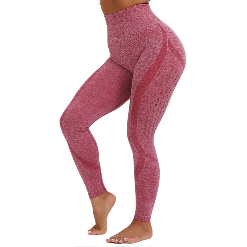 

Ladies' High Waist Fitness Melon Booty Leggings Seamless Hollow Out Hip-Lifting Sliming Sports Leggings