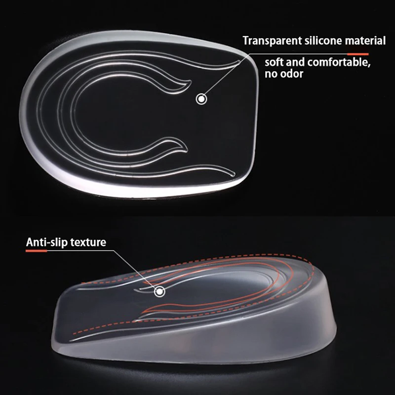 

1Pair Unisex Silicone Gel Height Increase Insole Heel Lifting Insert Shoe Foot Care Protector Elastic Cushion Arch SupportInsert