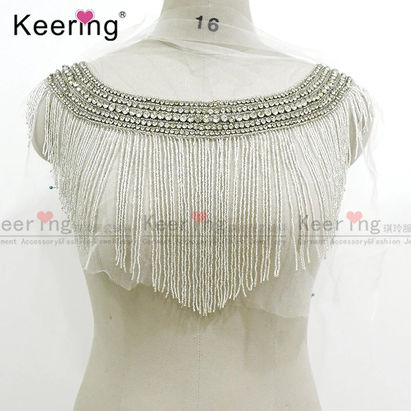 Водопад висячая аппликация лифа ювелирные изделия воротник патч для свадебного