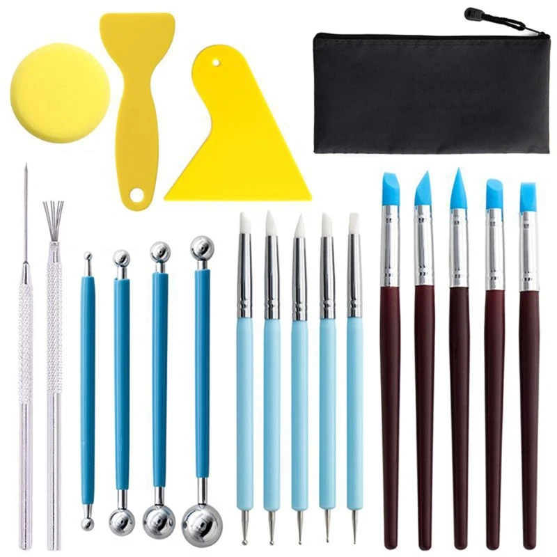 

20pcs DIY Clay Sculpture Pottery Tool Set Carving Point Drill Pen Scraper Kit 517E