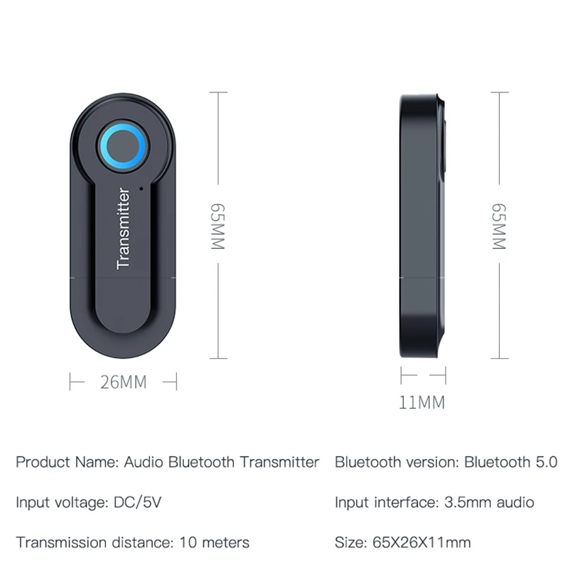 wireless bluetooth 5 0 transmitter 3 5mm jack music audio aux hifi stereo adapter drive free for tv pc headphones speakers free global shipping