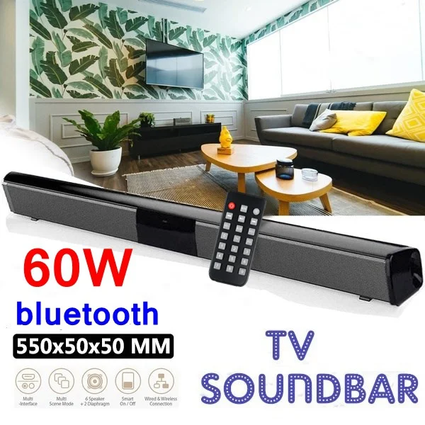 bluetooth TV Sound Bar Wired and Wireless Home Surround SoundBar for PC Theater Home TV Speaker 3D Subwoofer With Remote Control