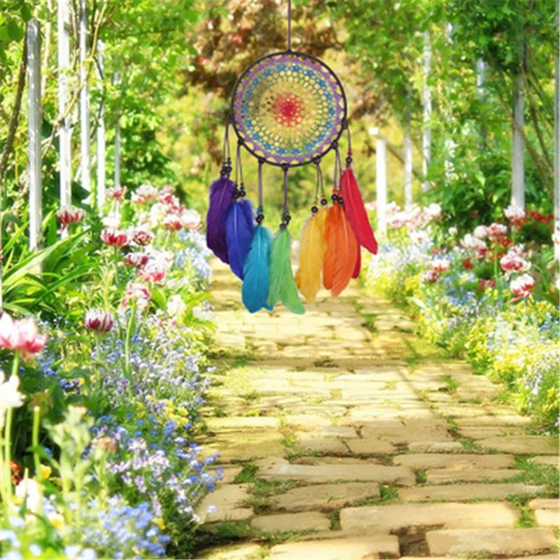 Красочные перья Ловец снов ручной работы висячая подвеска Северный Лаки