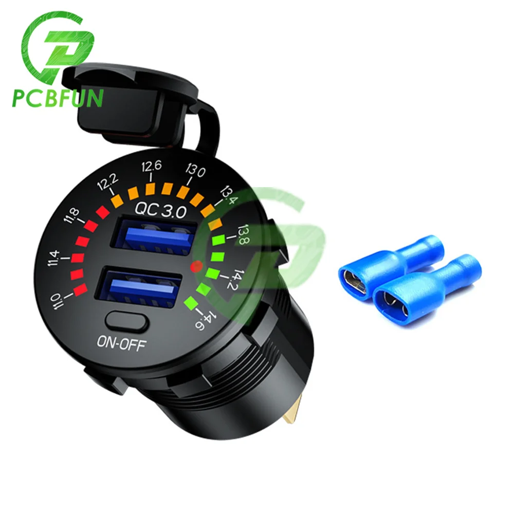 

DC12-24V New Modified Voltmeter with Digital Display Color Screen High Voltage Warning 5V/3A 9V/2A 12V/1.5A Power Output