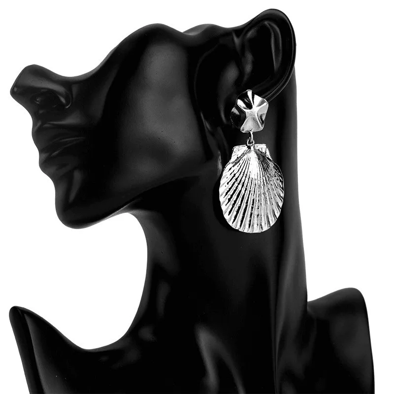 Модные новые металлические серьги подвески в виде ракушек для женщин богемные
