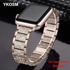 Браслет из нержавеющей стали с бриллиантами для Apple Watch 3840, 4244 мм, металлический ремешок для часов серии 6 SE, 5, 4, 3, 2, браслет для наручных часов с блестками