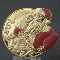 gold plated silver 3d christmas commemorative collectible coin challenge coin gift lucky coin